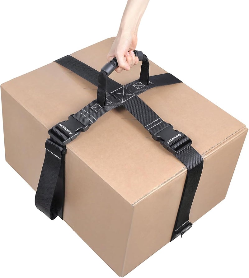 Aurosturt Box Carrying Strap with Handle Adjustable Straps for Battery Box Handheld Belt Carry Straps for Safely Moving and Lifting Heavy Boxes (Black, 74.8 Inch-Plastic Buckle) - Image 1